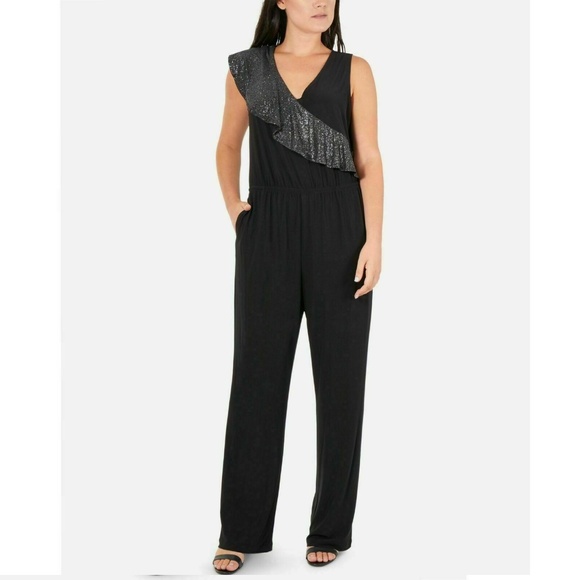NY Collection Other - NY Collection PXS Black Glitter Jumpsuit 6AP86